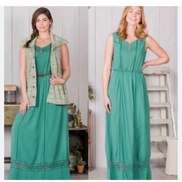 Matilda Jane Green Down in the Valley Maxi Dress Size Medium - Picture 1 of 8